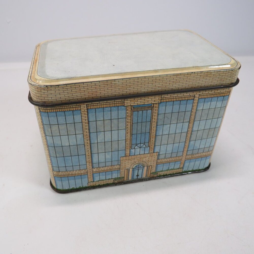 Avon Metal Tin (Office Building) Vintage collectable made in England